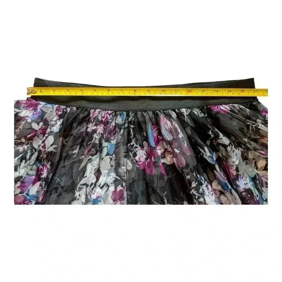 Torrid Women's Skirt Black Purple Floral Tulle Mesh Overlay Skater Full Size 0X - Picture 13 of 15